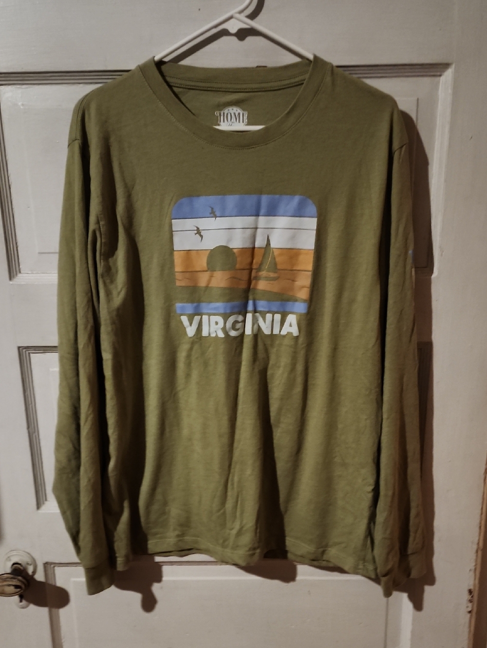 Home Free Mens Green Long Sleeve Virginia T-Shirt Large